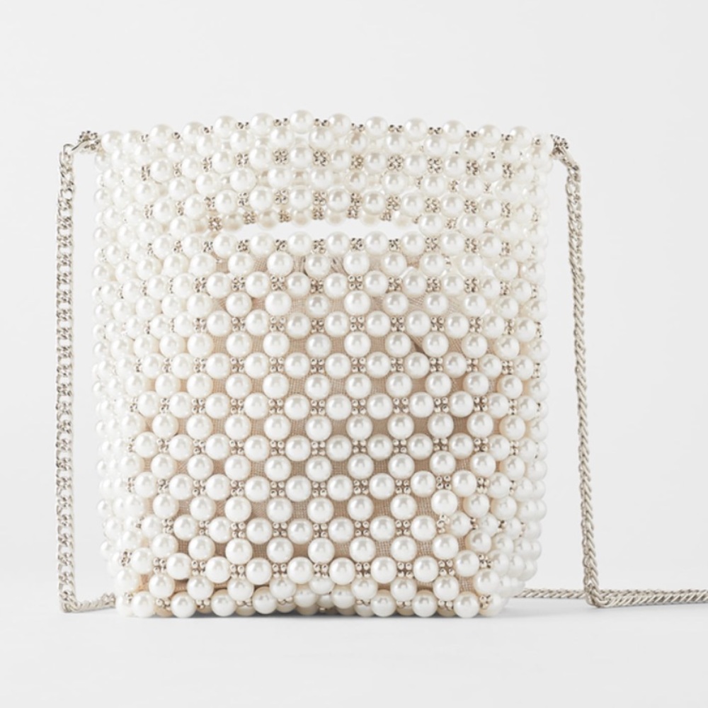 ZARA pearl mini bucket bag